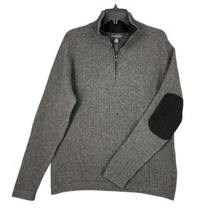 Vintage‎ Banana Republic Lambswool Cashmere Sweater Mens L Gray Elbow Patch Y2K